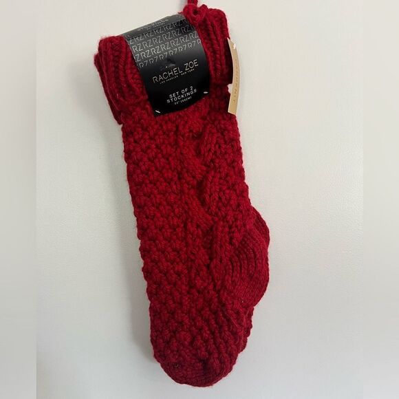 Red knit stocking set of 2 - Picture 1 of 3